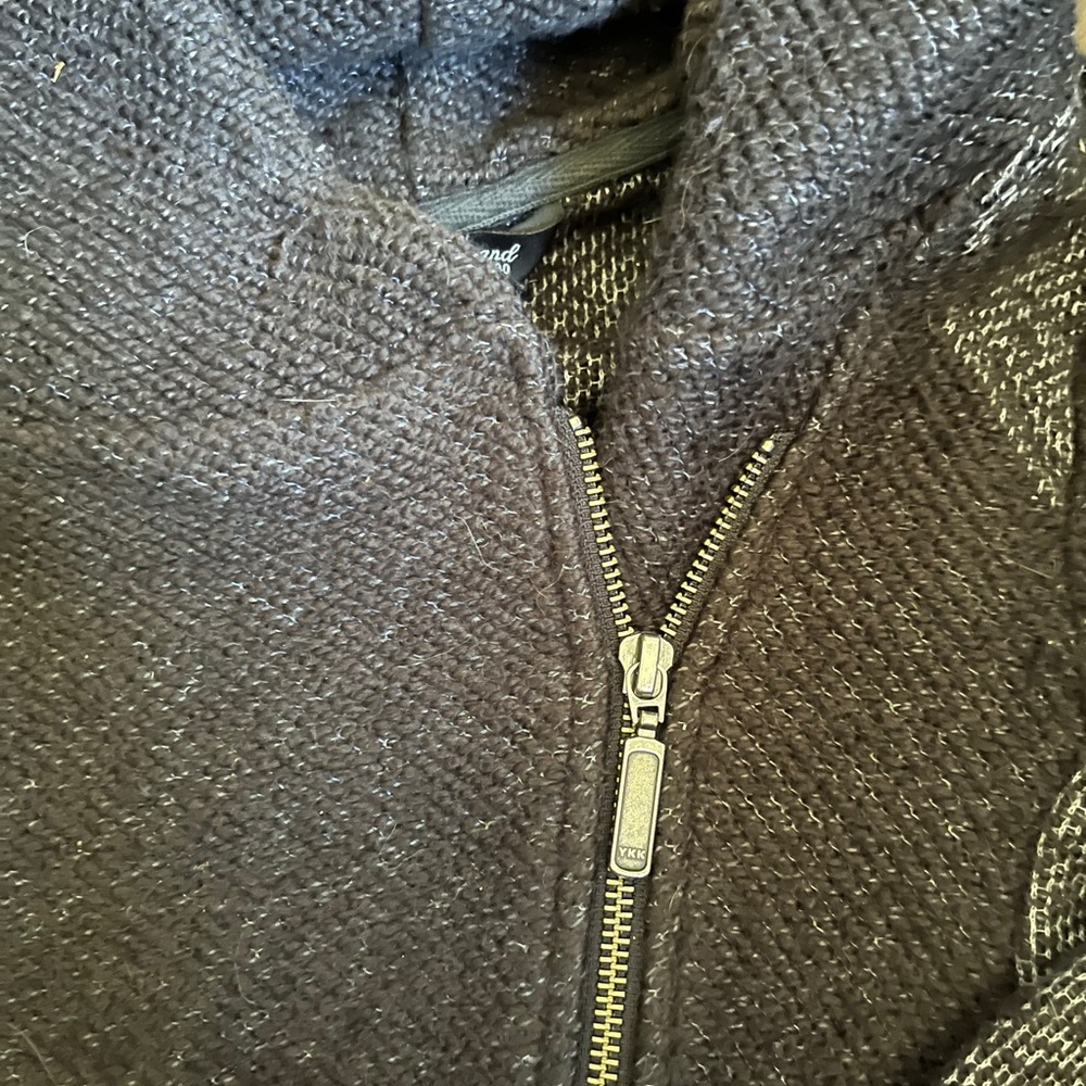 Lucky Brand grey black sweater/hoody ladies M side off centre zipper 2 pockets - Picture 4 of 10